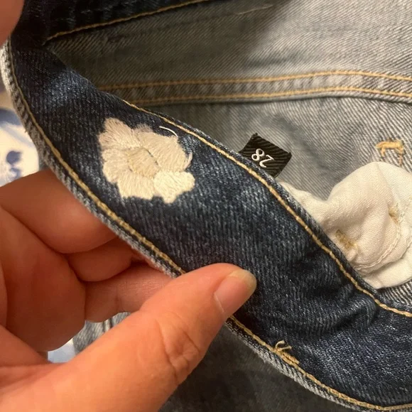 7 for All Mankind EASY STRAIGHT WITH EMBROIDERY IN SPRUCE RIGID